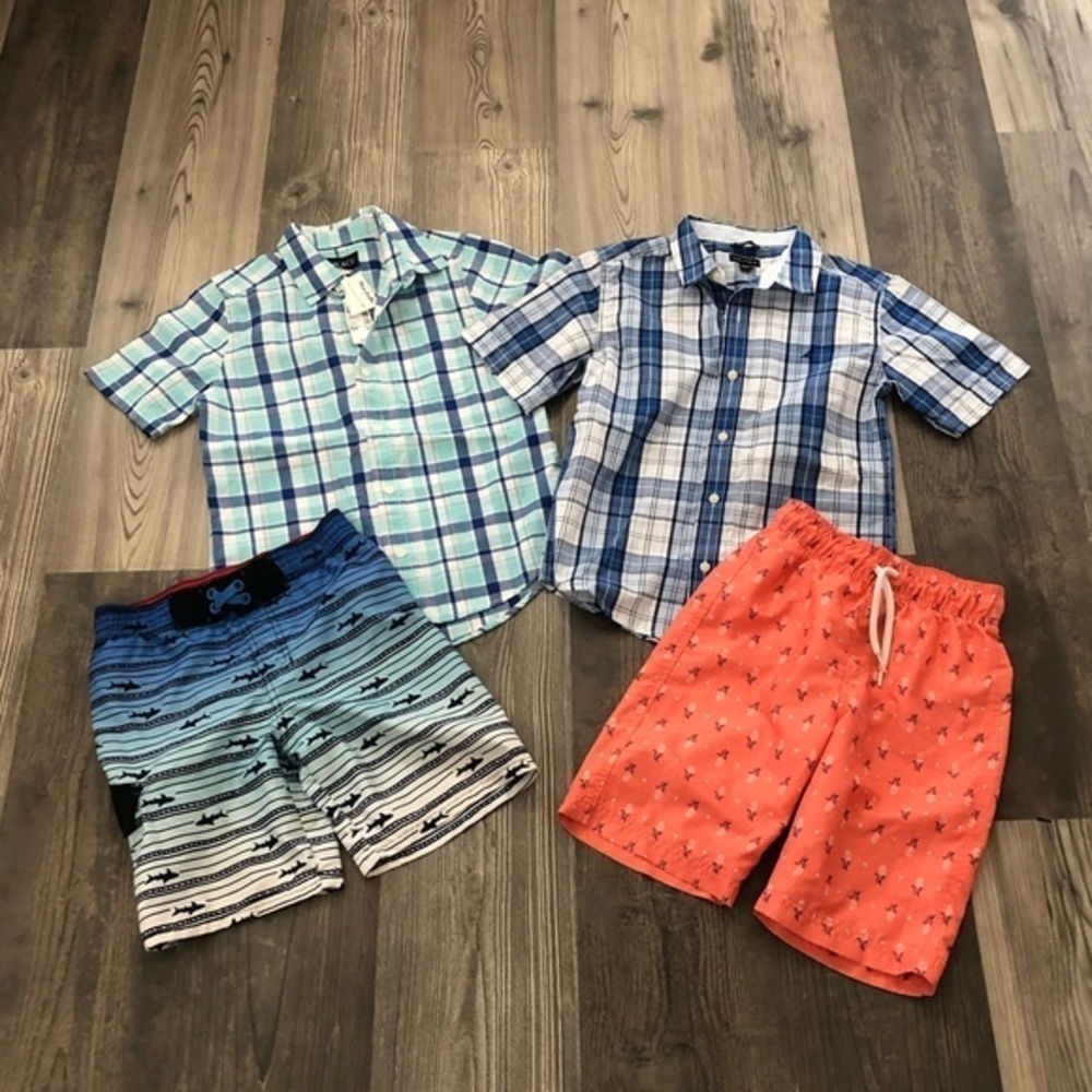Boys Plaid Shirt and Bathing Suit Bundle